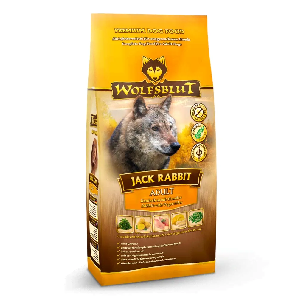 Wolfsblut (Волчья кровь) - Сухой корм для взрослых собак Jack Rabbit Adult (Кролик с бататом). Для аллергичных собак15 кг