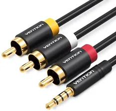 Аудио кабель Jack 3.5 мм M на 3RCA M, 1.5 м.