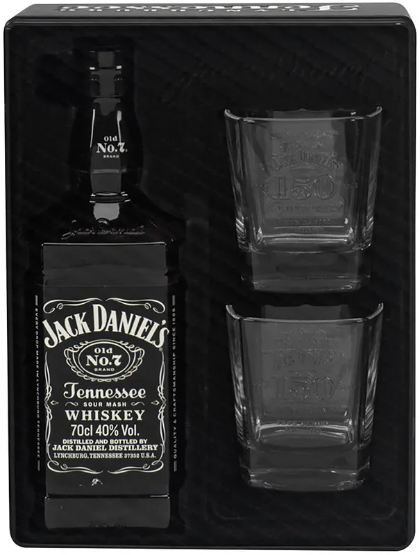 Виски Jack Daniels Тенесси Old No.7 40% в подарочной упаковке, 700мл + 2 стакана-0