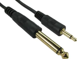 Male 6.35mm Mono Jack to Male 3.5mm Mono Jack Aux Cable, Black, 5m