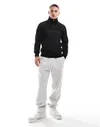 Jack & Jones half zip sweat with 3d print logo in black