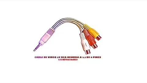 Cable de video 3x RCA hembra a 3.5 de 4 pines 0.15 Metros Blanco distribuido por CABLEPELADO ®
