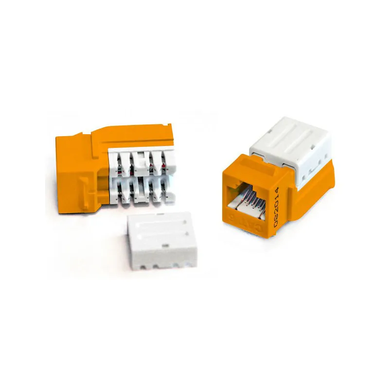 Hyperline KJE-8P8C-C6-90-OR Вставка Keystone Jack RJ-45(8P8C), категория 6, 110 IDC, заделка с помощью E-TOOL, оранжевая-0