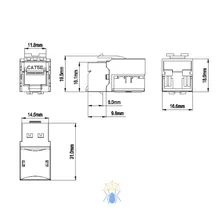 Вставка Keystone Jack RJ-45 (8P8C) Hyperline KJ9-8P8C-C5e-90-WH