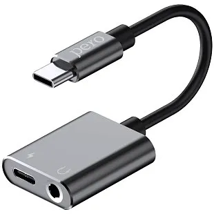 Адаптер TYPE-C TO USB TYPE-C/MINI JACK PERO AD05 black
