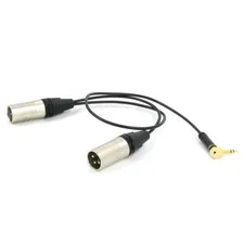 Кабель 2 x XLR папа - mini JACK 3,5 стерео (угловой)