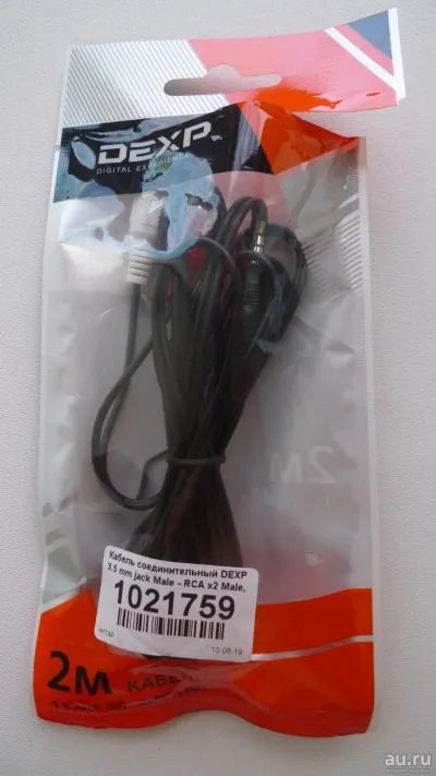 Кабель соединительный DEXP 3.5 mm jack - RCA x2 (Длина кабеля 2 м)