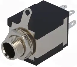 JC-118, Гнездо, Jack 6,3мм, Кол-во полюс: 3, прямой, на панель, 10мм