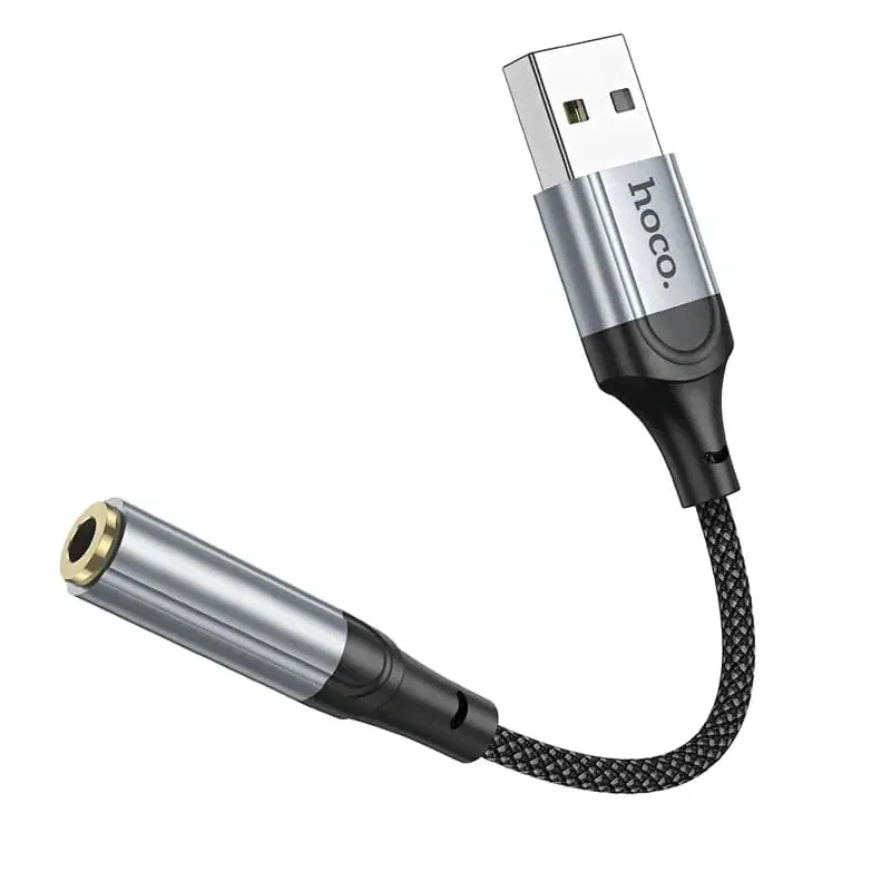 Адаптер HOCO LS36 USB - 3.5 Jack выход 3.5mm для наушников Black-0