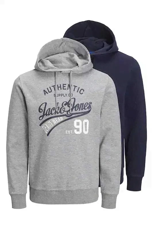 Толстовки с логотипом, 2 шт Jack & Jones, белый 12221273-NAVY-BLAZER | бял, сив меланж, тъмносин-3