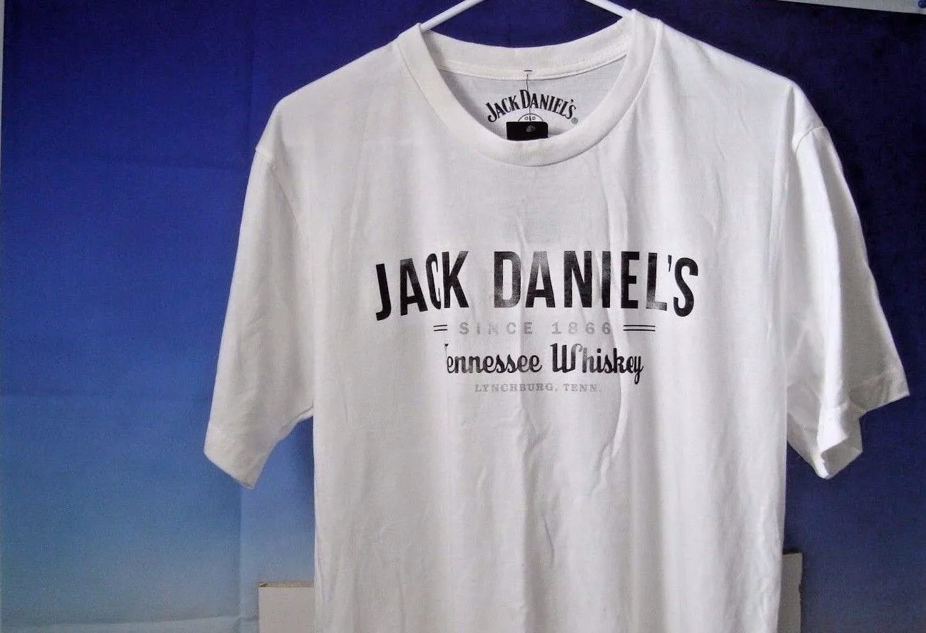 Jack Daniels No.7 Tennessee Whiskey Womens Crew Neck JD White T-Shirt Large 01-0