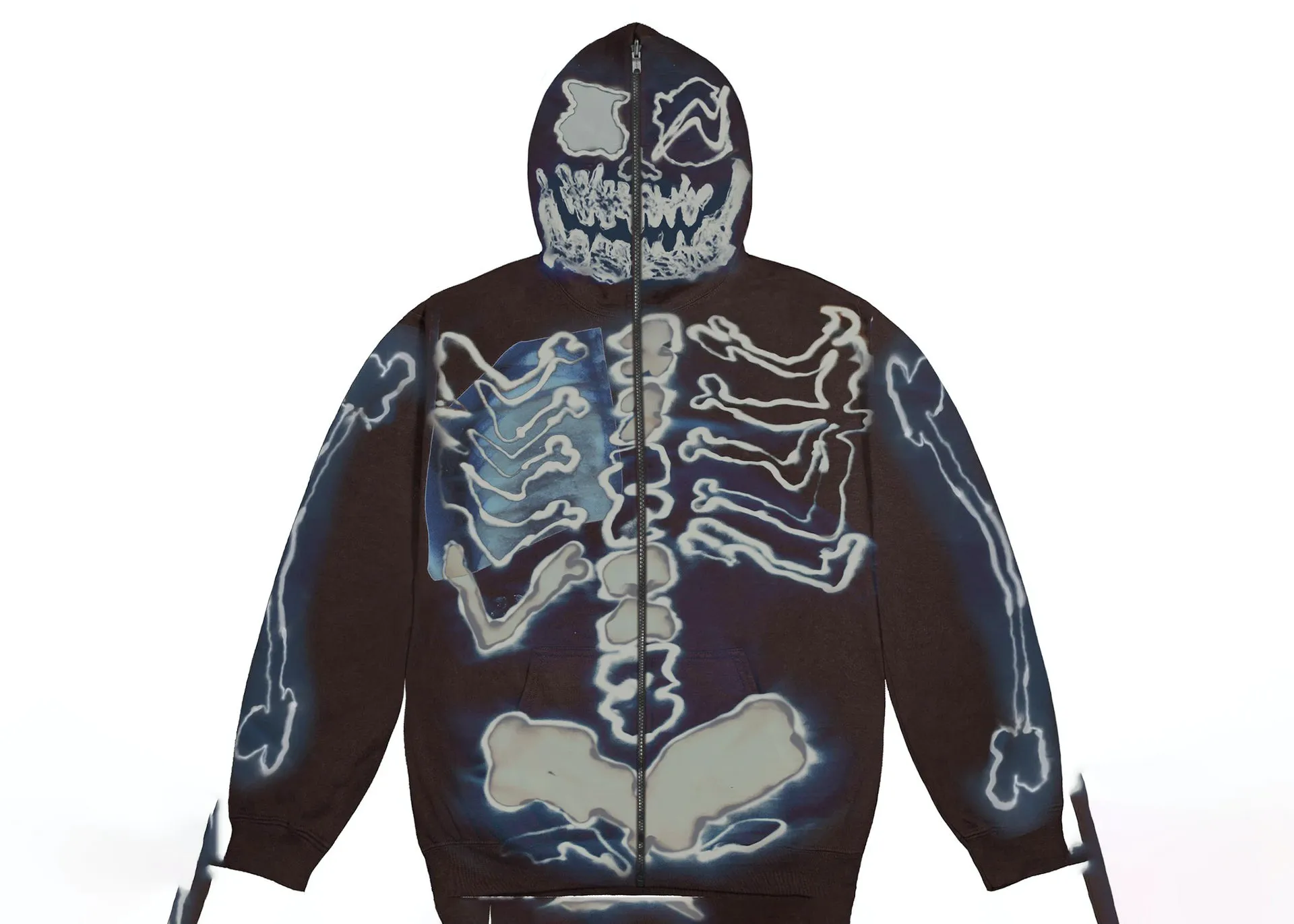 Travis Scott Cactus Jack For Fragment Skeleton Graffiti Full Zip Hoodie (SS21)-0